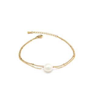 Stunning Double Layer Bracelet Decorated By a Natural Pearl