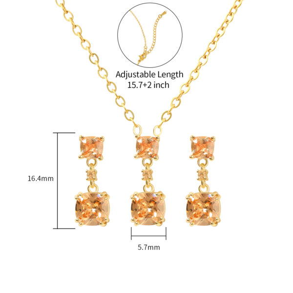 Cz Necklace and Earring Set Champagne Gold Jewelry