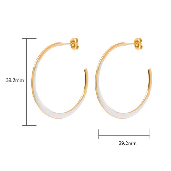 Stylish Gold Enamel Hoop Earrings For Modern Sophistication