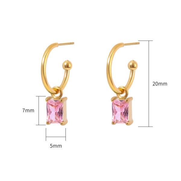 Modern Gold Hoop Earrings Featuring Dazzling Pink Zirconia