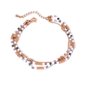 3 Layer Stainless Steel Rose Gold Bracelet with Miyuki Beaded