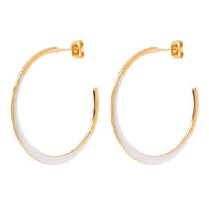 Stylish Gold Enamel Hoop Earrings For Modern Sophistication