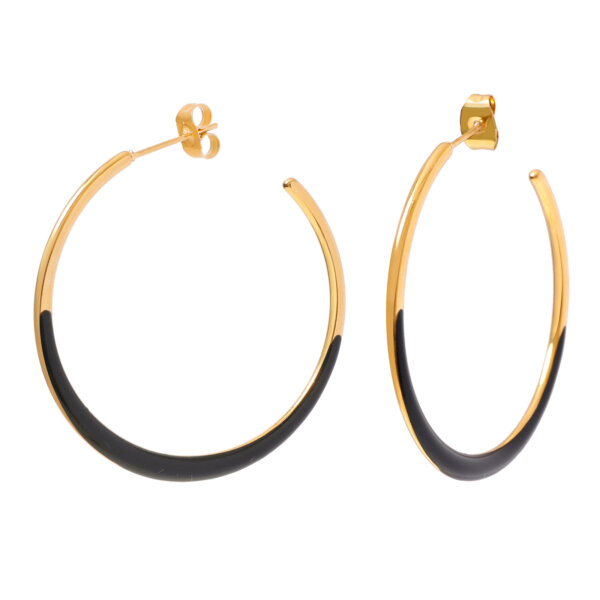 Stylish Gold Enamel Hoop Earrings For Modern Sophistication