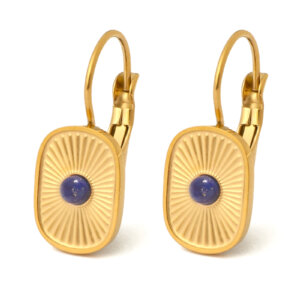 Elegant Gold Sunburst Earrings with Customizable Stone Options