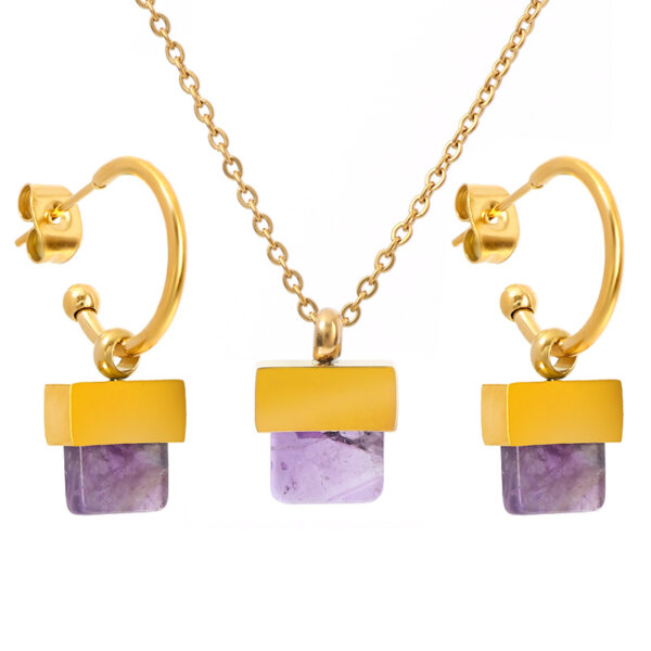 Gold Amethyst Jewelry Set for Emotional Balance and Elegance