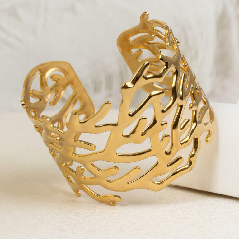 Stamped Matte Coral Skinny Cuff