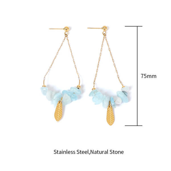 Delicate Stainless Steel Gold Earrings with Natural Stones