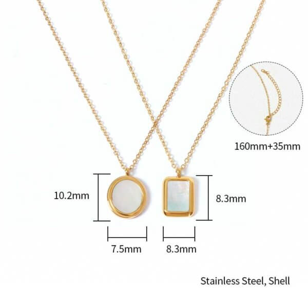 Simplicity Elegance Gold Plated Stainless Steel Necklace with Mop or Tiger Eye