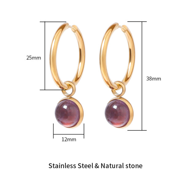 Stunning Stainless Steel Natural Stone Hoop Earrings