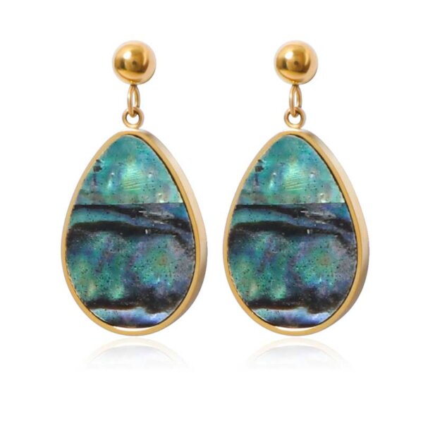 Abalone Shell Stainless Steel Drop Earrings Plated by 18k Gold