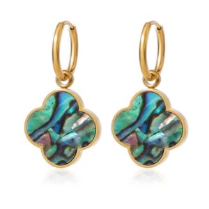 Abalone Shell Stainless Steel Drop Earrings Plated by 18k Gold