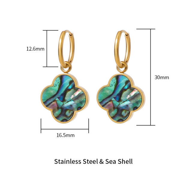 Abalone Shell Stainless Steel Drop Earrings Plated by 18k Gold