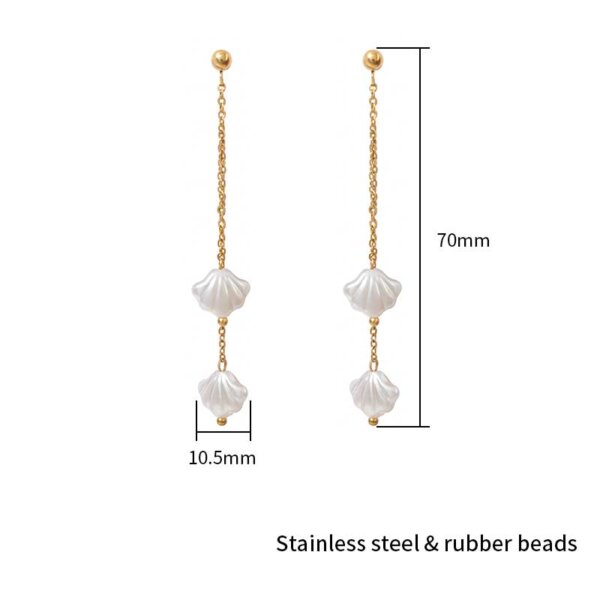 Heart Flower and Seashell Shaped Stainless Steel Imitation Pearl Drop Earrings