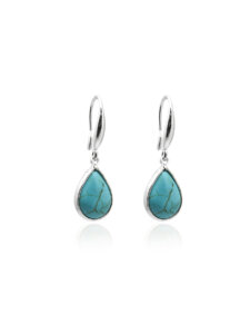 Teardrop Blue Copper Turquoise Earrings Ethnic Style