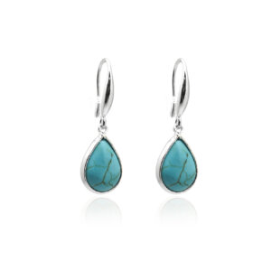 Teardrop Blue Copper Turquoise Earrings Ethnic Style