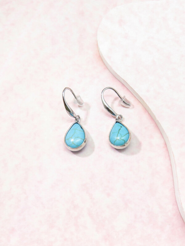 Teardrop Blue Copper Turquoise Earrings Ethnic Style