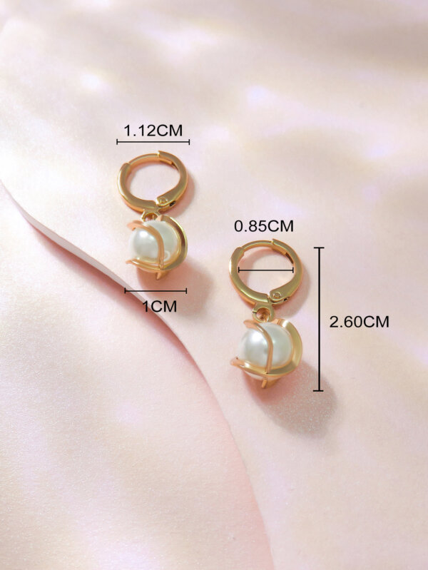 Minimalist Gold Hoop Pearl Drop Earrings Lightweight