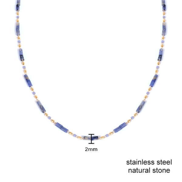 Blue Sodalite Necklace with Gold and Blue Miyuki Beads