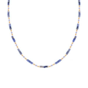 Blue Sodalite Necklace with Gold and Blue Miyuki Beads