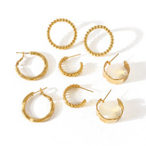 Elegant Collection of 18K Gold Plated Copper Hoop Earrings in Varied Textures