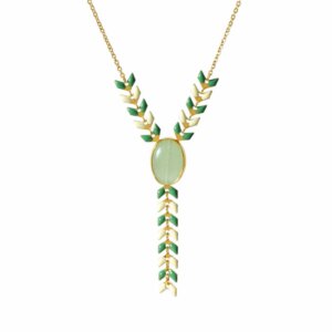 Unique Boho Necklaces with Natural Stone and Enamel Leaf Droplet Details