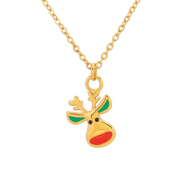 Charming Christmas Jewelry Necklace with Enamel Holiday Pendants