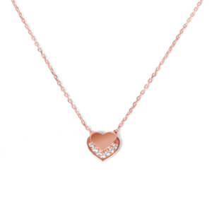 Sterling Silver Double Heart Necklace with Cubic Zirconia Sparkle