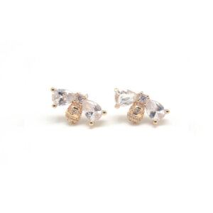 Whimsical and Luxurious Bee Stud Earrings with Dazzling CZ Stones