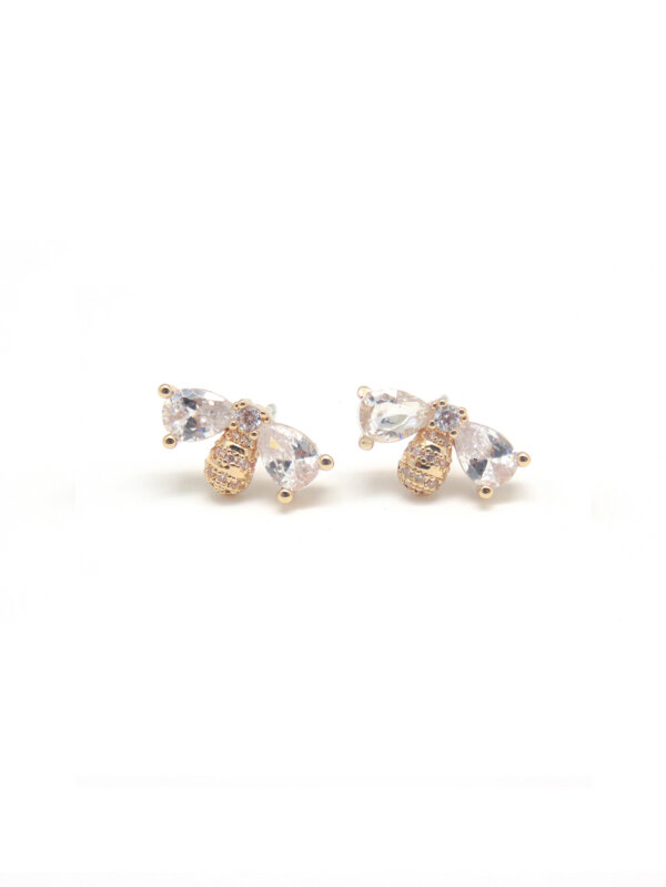 Whimsical and Luxurious Bee Stud Earrings with Dazzling CZ Stones