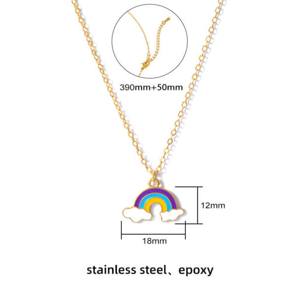 Vibrant Enamel Rainbow Necklace Collection in 18K Gold Plated Copper