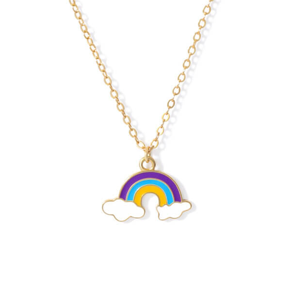 Vibrant Enamel Rainbow Necklace Collection in 18K Gold Plated Copper