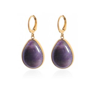 Teardrop Natural Stone Drop Earrings with Vibrant Stone Options