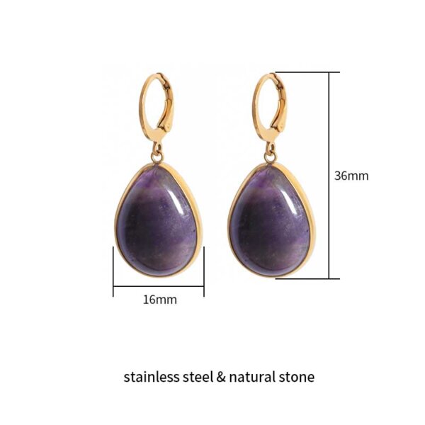 Teardrop Natural Stone Drop Earrings with Vibrant Stone Options