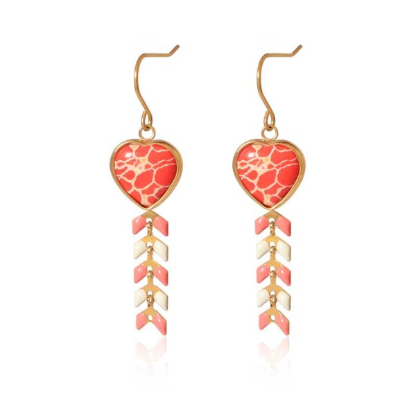 Charming Heart Shaped Drop Earrings with Playful Irregular Dot Design