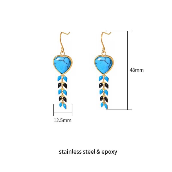 Colorful Irregular Texture Artificial Stone Heart Shaped Dangle Earrings