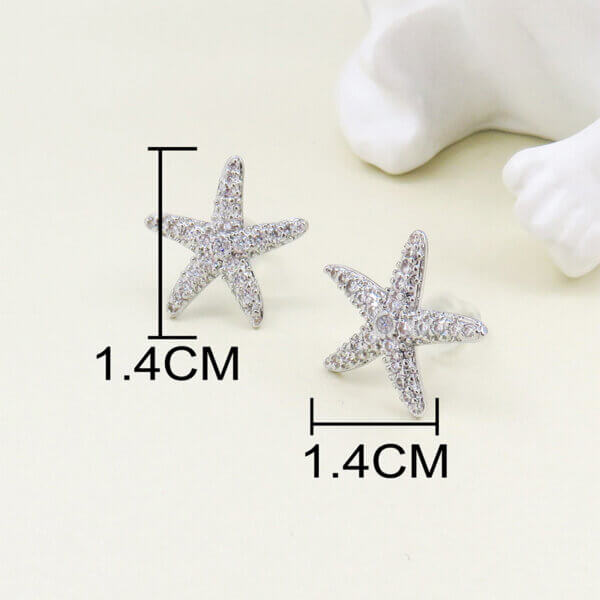 Sparkling cubic zirconia starfish earrings Exquisite and Cute