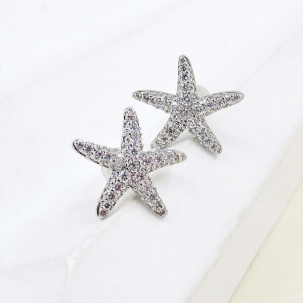 Sparkling cubic zirconia starfish earrings Exquisite and Cute