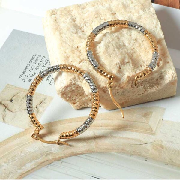 Minimalist Stainless Steel Large Gold Plated Hoops