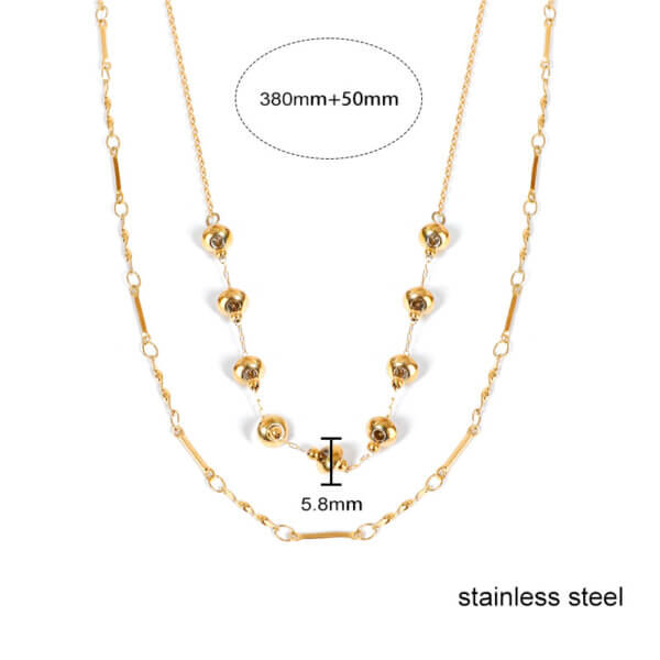 Sophisticated Stainless Steel Double Layer Necklace 18K Gold Plated