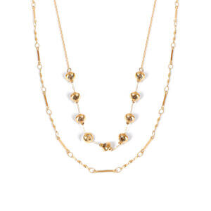 Sophisticated Stainless Steel Double Layer Necklace 18K Gold Plated