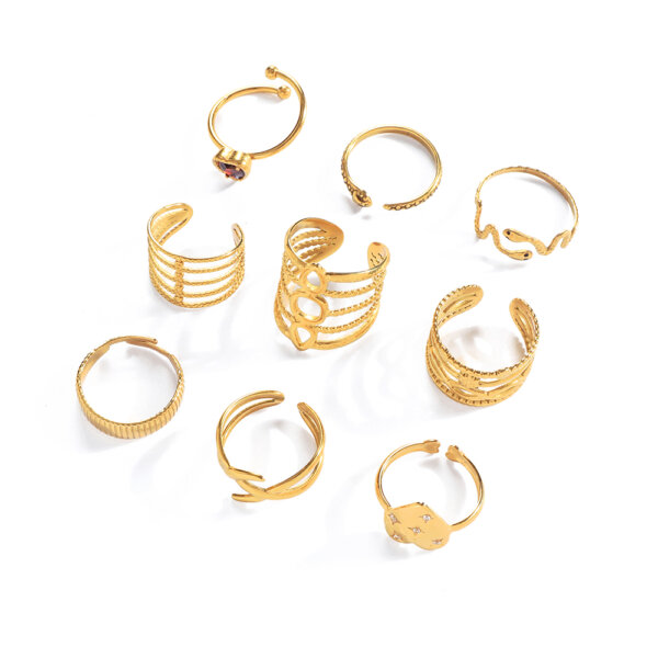 Modern and Minimalist 18K Gold Plated Rings Collection Adjustable