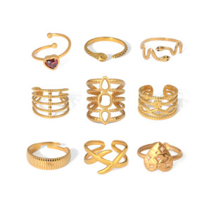 Modern and Minimalist 18K Gold Plated Rings Collection Adjustable