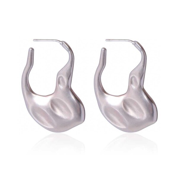 Unique Minimalist Matte Silver Hoop Earrings For Modern Style