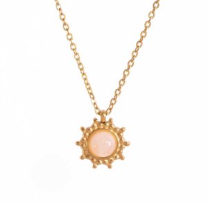 Elegant 18K Gold Plated Natural Stone Sun Pendant Necklace