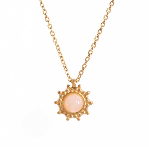 Elegant 18K Gold Plated Natural Stone Sun Pendant Necklace