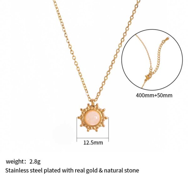 Elegant 18K Gold Plated Natural Stone Sun Pendant Necklace