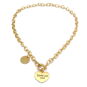 Elegant Copper Love You More Heart Necklace with T-Bar Closure