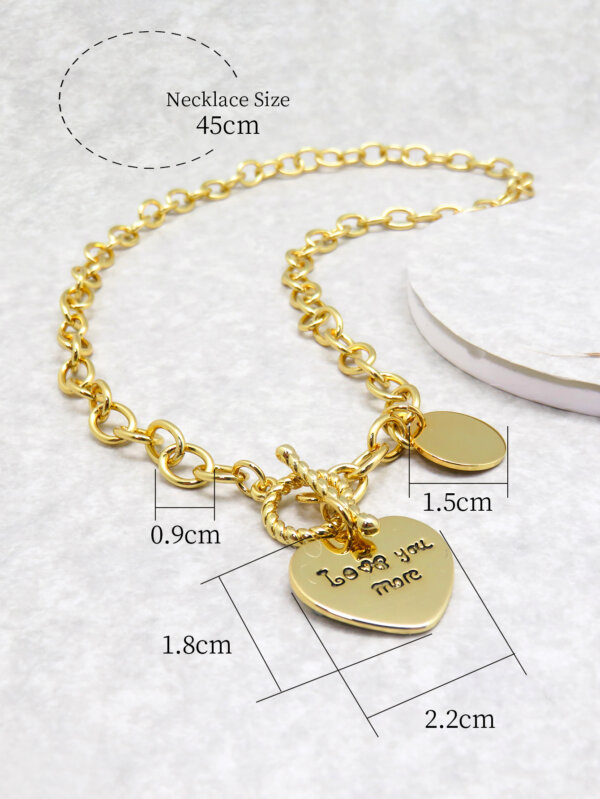 Elegant Copper Love You More Heart Necklace with T-Bar Closure