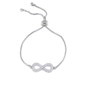 Timeless Cubic Zirconia Infinity Symbol Bracelet with Box Chain