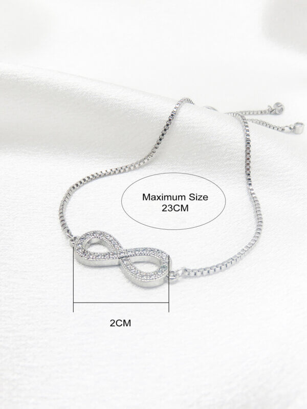 Timeless Cubic Zirconia Infinity Symbol Bracelet with Box Chain